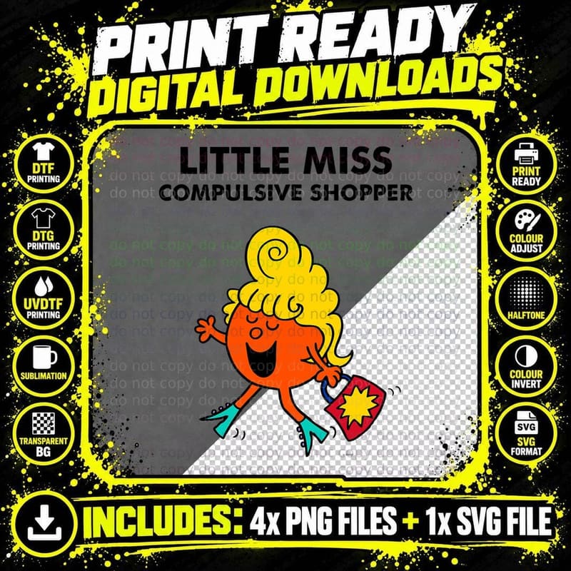 Mr. Men Little Miss Meme - Little Miss Compulsive Png SVG Digital Bundle