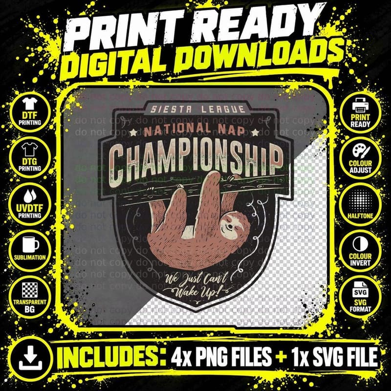 National Nap Championship T-Shirt Png SVG Digital Bundle
