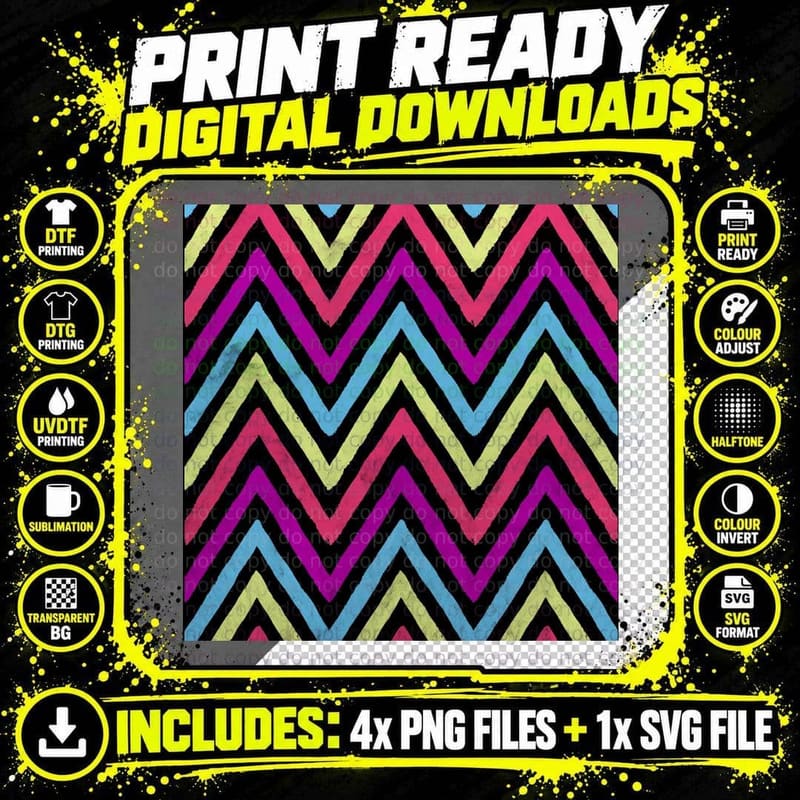 Native Neon Stripes T-Shirt Png SVG Digital Bundle