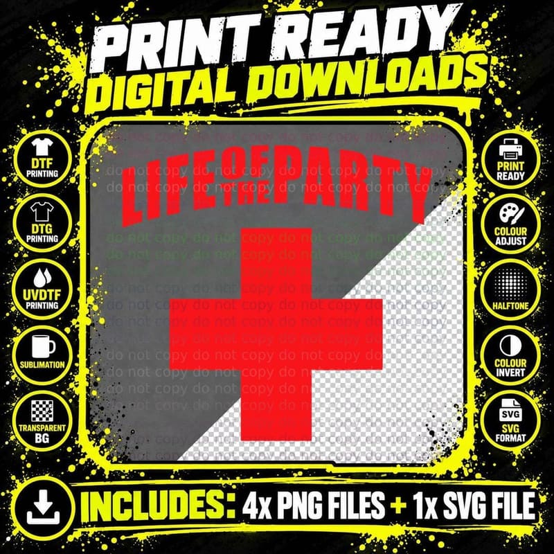Official Life of the Party Funny Lifeguard Parody T-Shirt Png SVG Digital Bundle