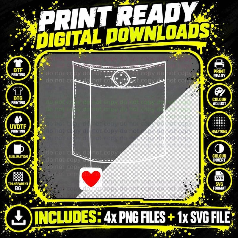 Pocket Full of Love T-Shirt Png SVG Digital Bundle