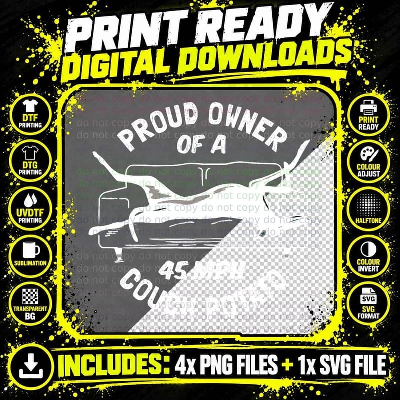 Proud Owner of a 45MPH Couch Potato - Funny Greyhound Png SVG Digital Bundle