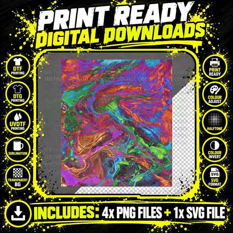 Psychedelic Cosmo Nightmare Glitch T-Shirt Png SVG Digital Bundle