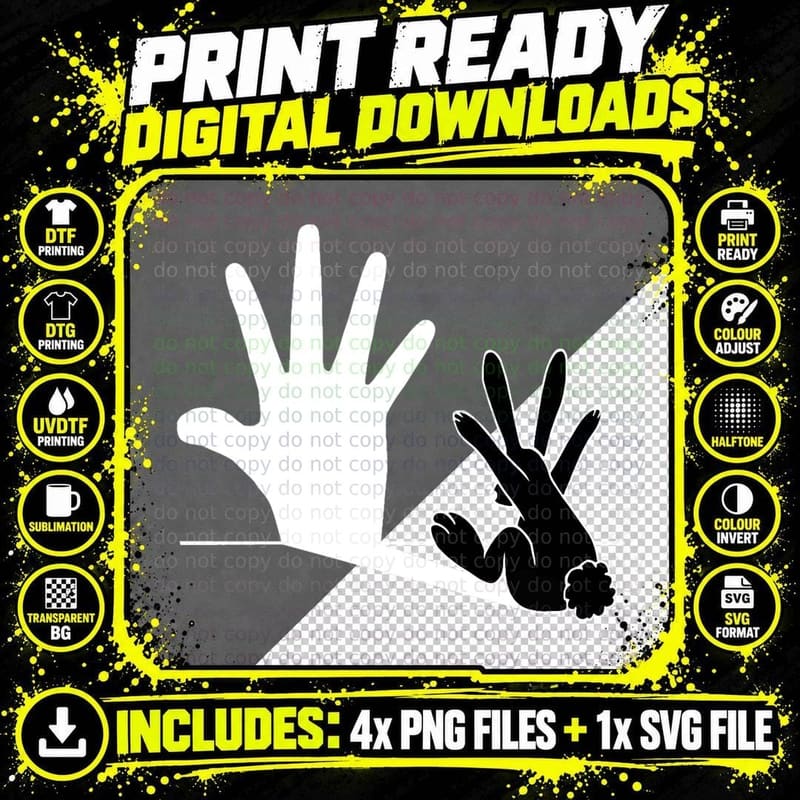 Rabbit Hand Shadow 1 T-Shirt Png SVG Digital Bundle