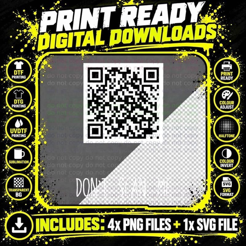 Rick Roll QR Scan Code Funny Joke T-Shirt Png SVG Digital Bundle