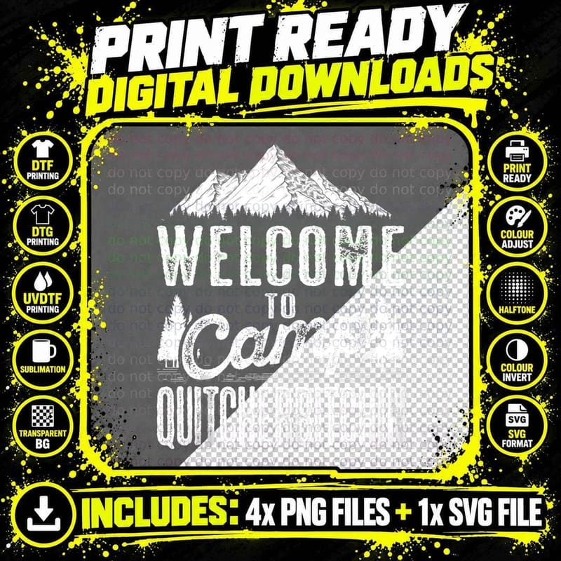 Sarcastic Campings with Saying Camp Quitcherbitchin Png SVG Digital Bundle