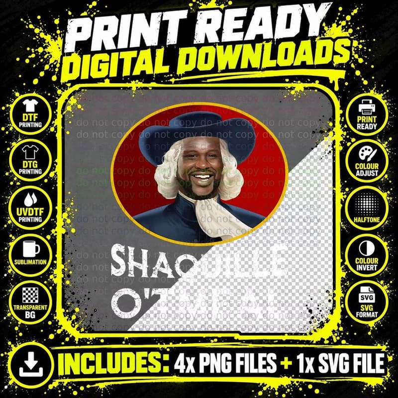 Shaquille Oatmeal Funny Shaquille O'tmeal T-Shirt Png SVG Digital Bundle