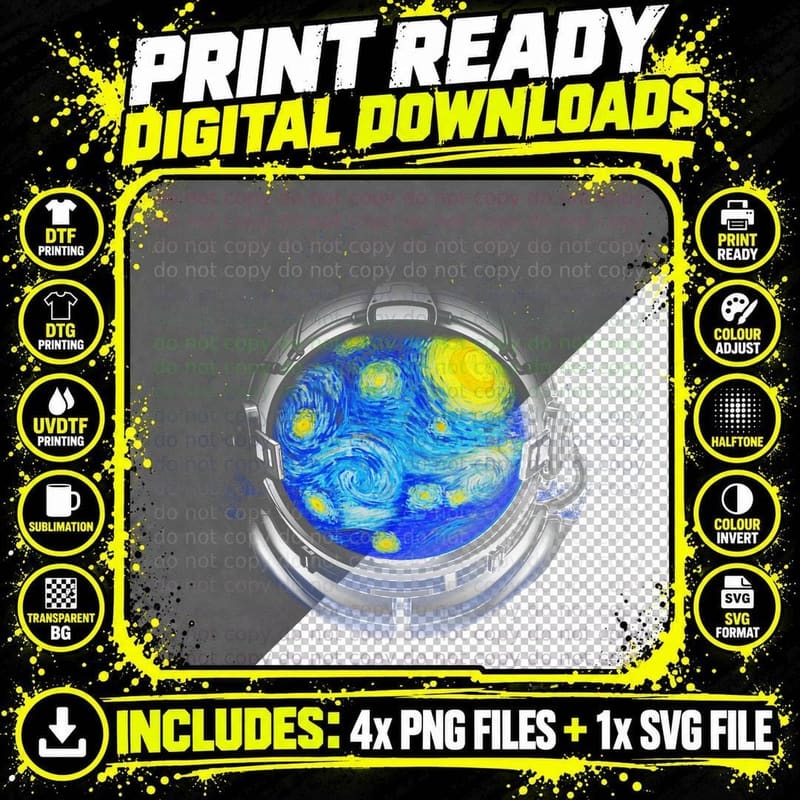 Starry Night Universe T-Shirt Png SVG Digital Bundle
