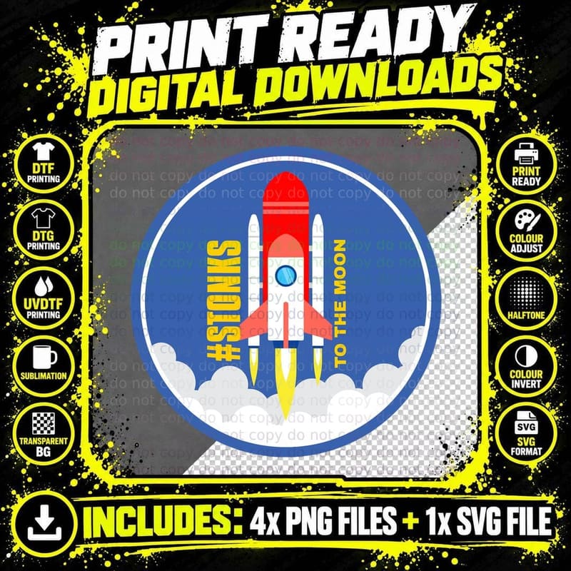 Stock Market Rebels Stonk Rocket Meme T-Shirt Png SVG Digital Bundle