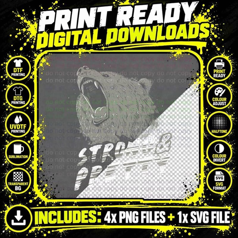 Strong & Pretty T-Shirt Png SVG Digital Bundle