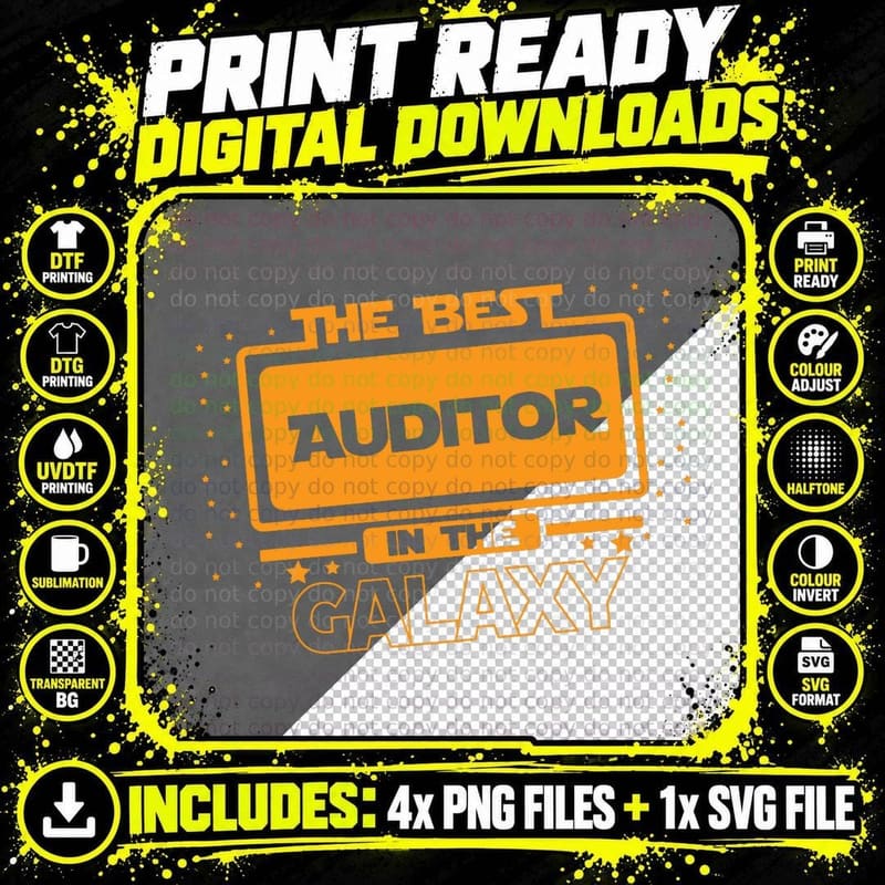 The Best Auditor in the Galaxy Auditing Accountant Gift Png SVG Digital Bundle