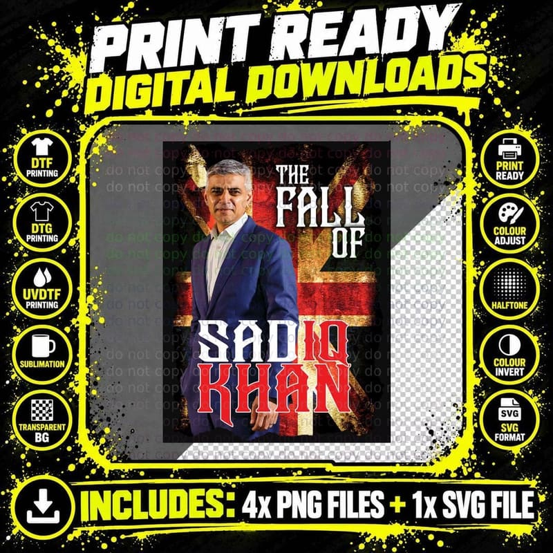 The Fall of Sadiq Khan - Funny Political Humorous Png SVG Digital Bundle