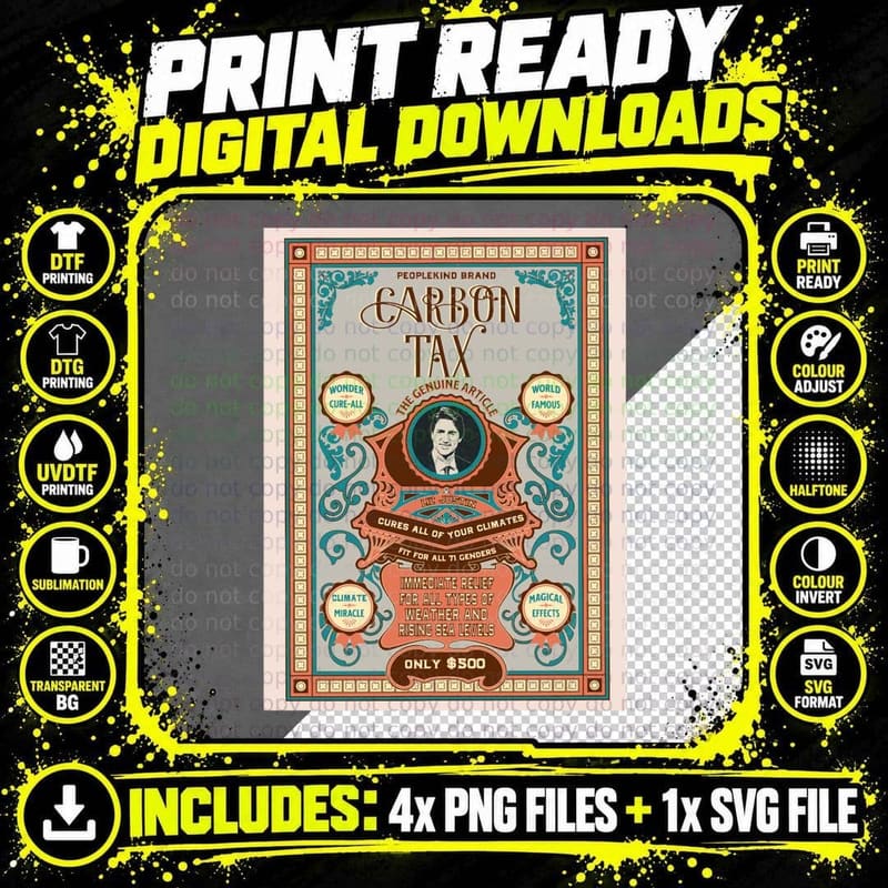 Trudeau Carbon Tax - Funny T-Shirt Png SVG Digital Bundle