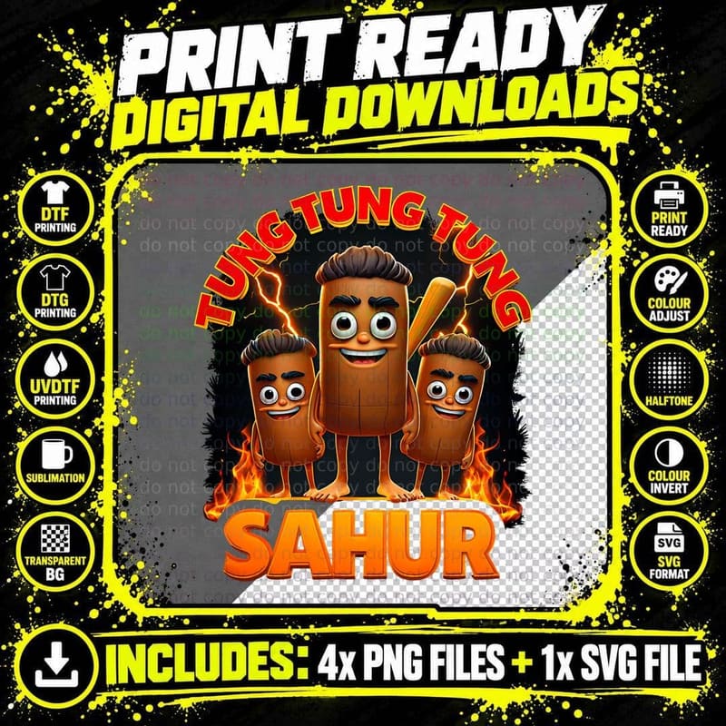 Tung Tung Sahur Shirt, Rare Brainrot Character Png SVG Digital Bundle