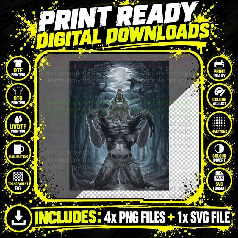 Werewolf Ripping Meme Graphic T-Shirt Png SVG Digital Bundle