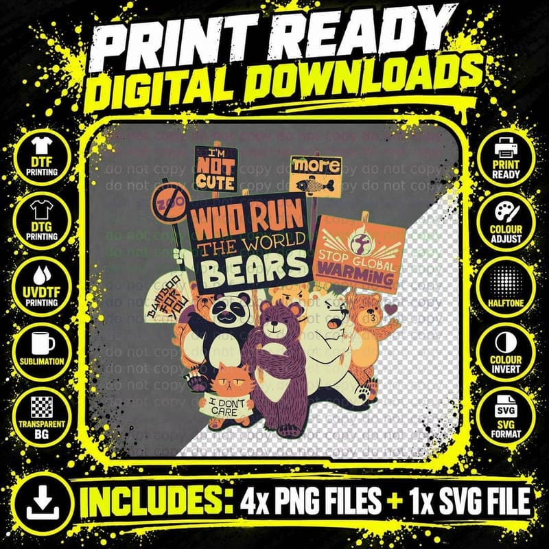 Who Run the World Bears T-Shirt Png SVG Digital Bundle