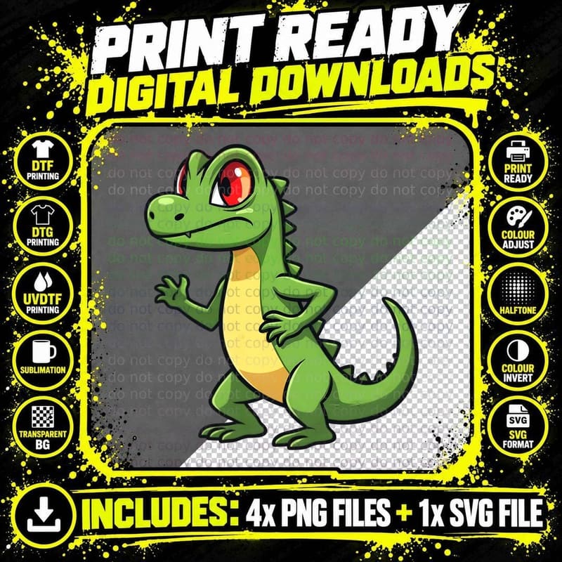 Angry Cartoon Lizard Reptile Lover Funny Animal Gift Png SVG Digital Bundle