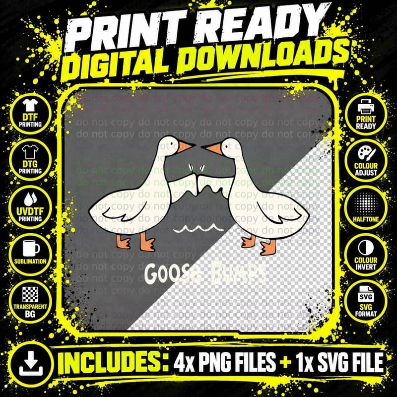 Cute Goose Bumps Funny Animal Pun Lover Women & Men Png SVG Digital Bundle