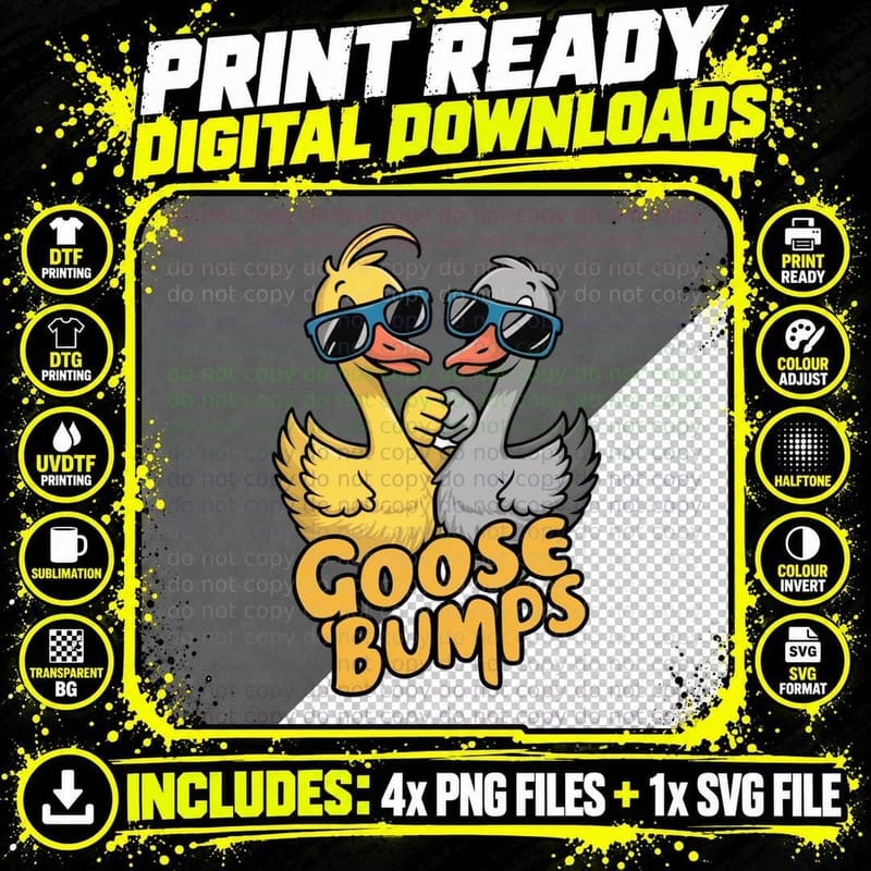 Cute Goose Bumps Funny Animal Pun Lover Women & Men Png SVG Digital Bundle