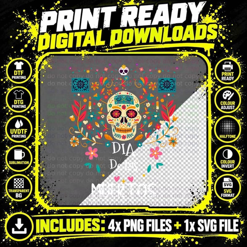 Dia De Los Muertos Funny Day of the Dead Hanging Skulls Png SVG Digital Bundle