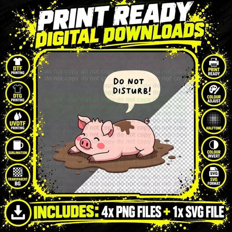 Do Not Disturb Pig, Funny Pig Lover Gift T-Shirt Png SVG Digital Bundle