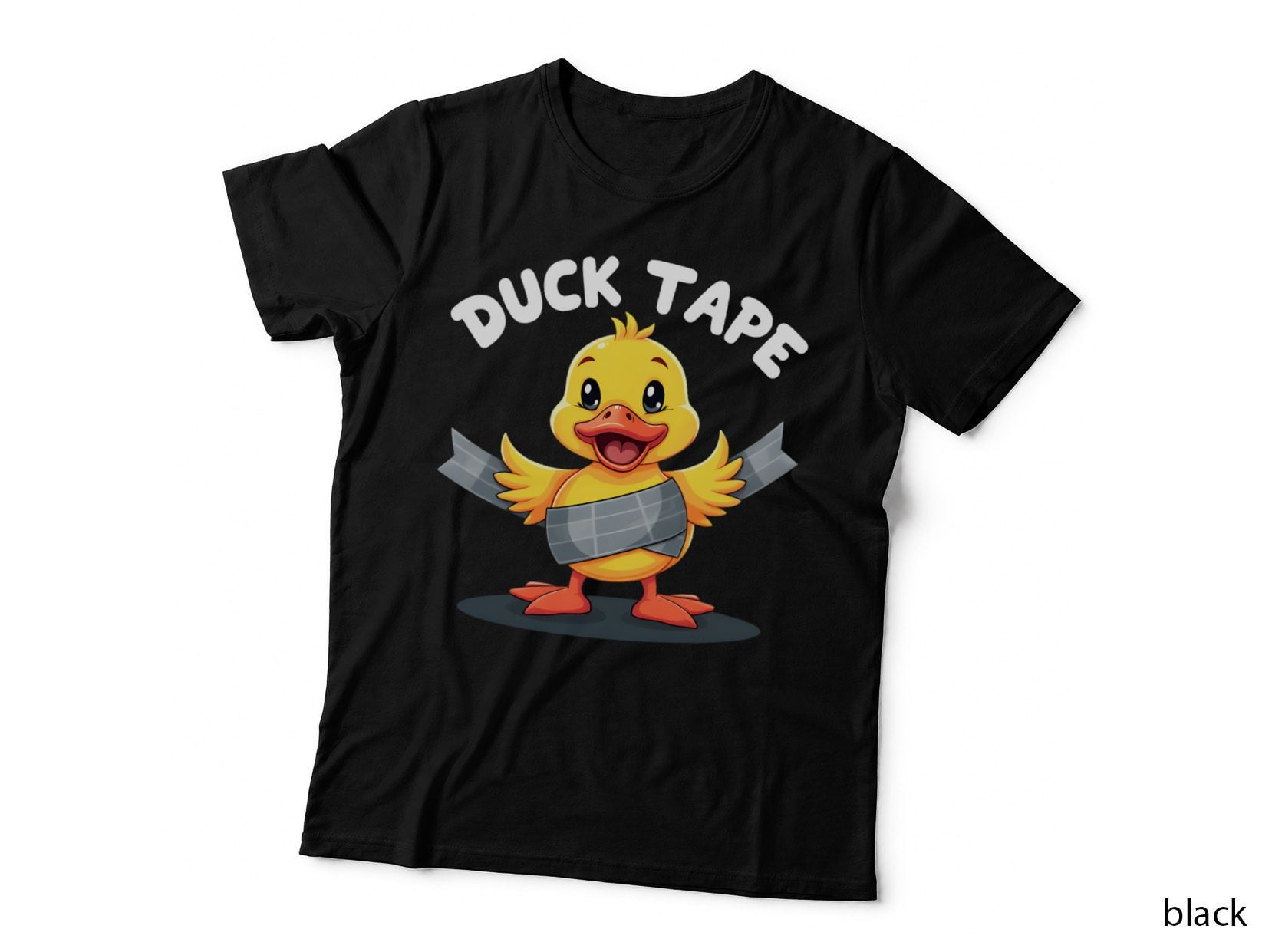 Duck Tape Funny Pun Cartoon Duck Playful Handwritten Humorous Graphic T-Shirt