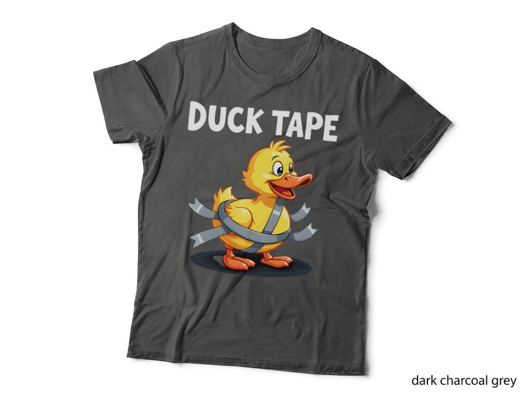 Duck Tape Humorous Funny Pun Cartoon Duck Playful Handwritten Graphic T-Shirt