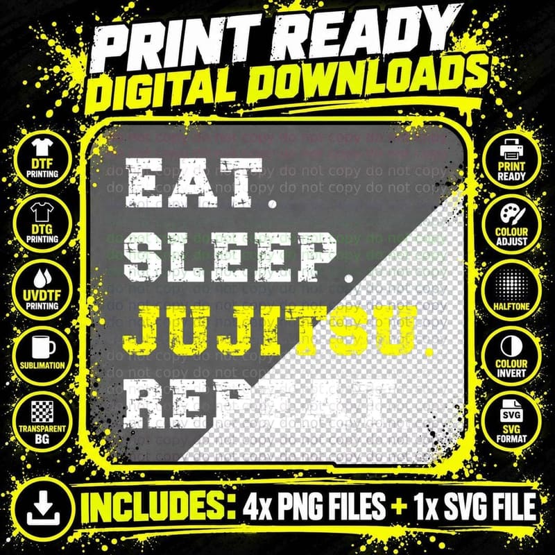 Eat Sleep Jujitsu Repeat Funny Japanese Martial Arts Png SVG Digital Bundle