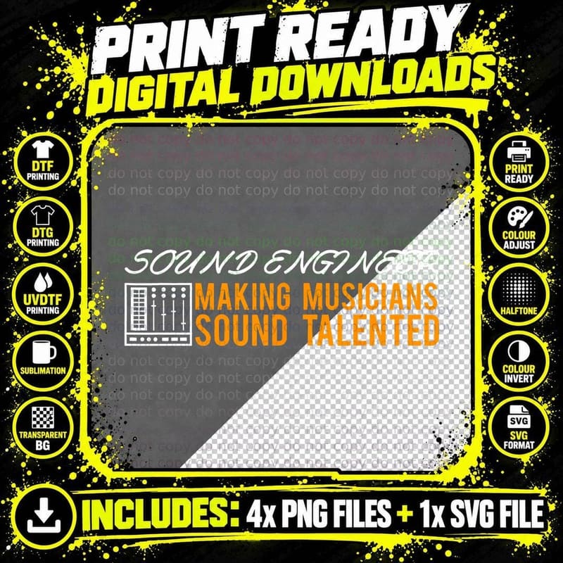 Funny Audio Engineer Sound Technician Guy Gift T-Shirt Png SVG Digital Bundle