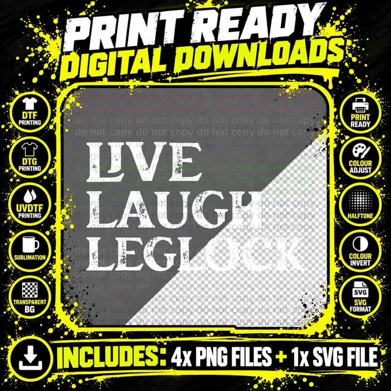 Funny Brazilian Jiu Jitsu Live Laugh Leglock Martial Png SVG Digital Bundle