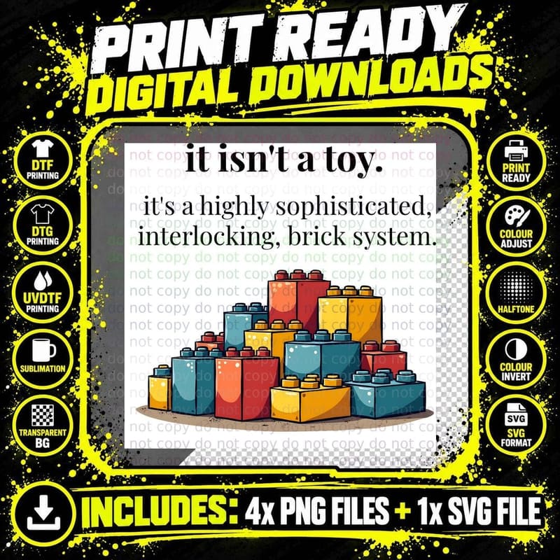Funny Building Blocks Highly Sophisticated System T-Shirt Png SVG Digital Bundle