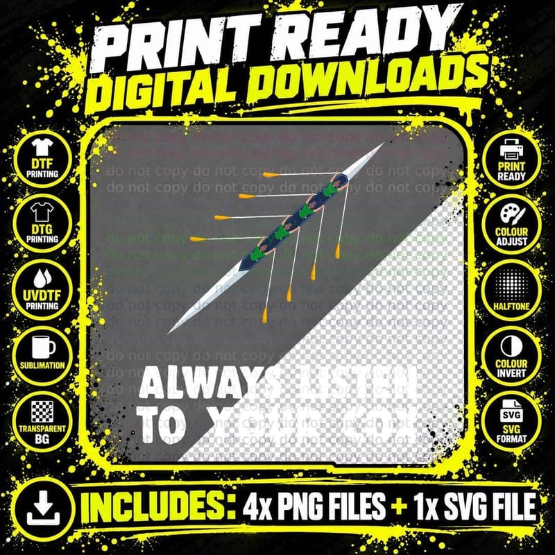 Funny Coxswain Quote Always Listen to Your Cox Rowing Png SVG Digital Bundle