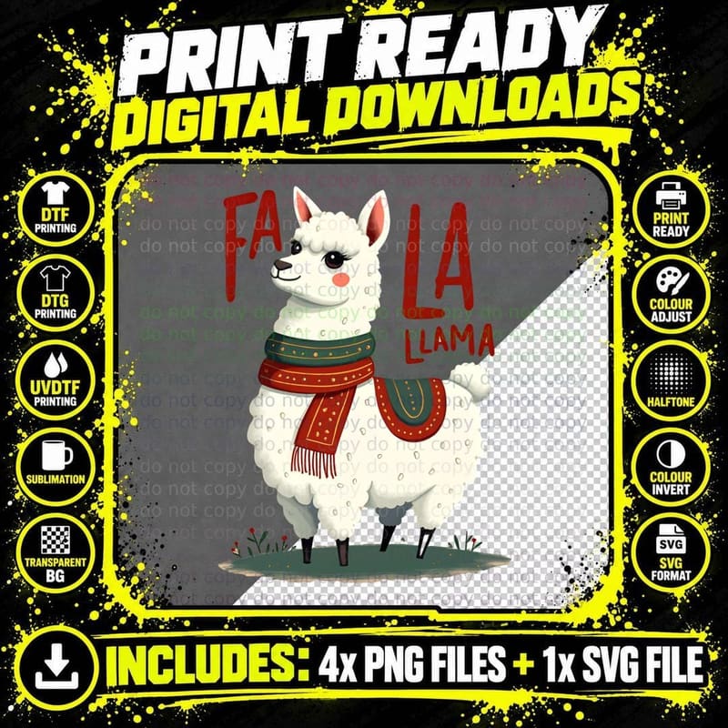 Funny Dancing Llama Fa La La T-Shirt Png SVG Digital Bundle