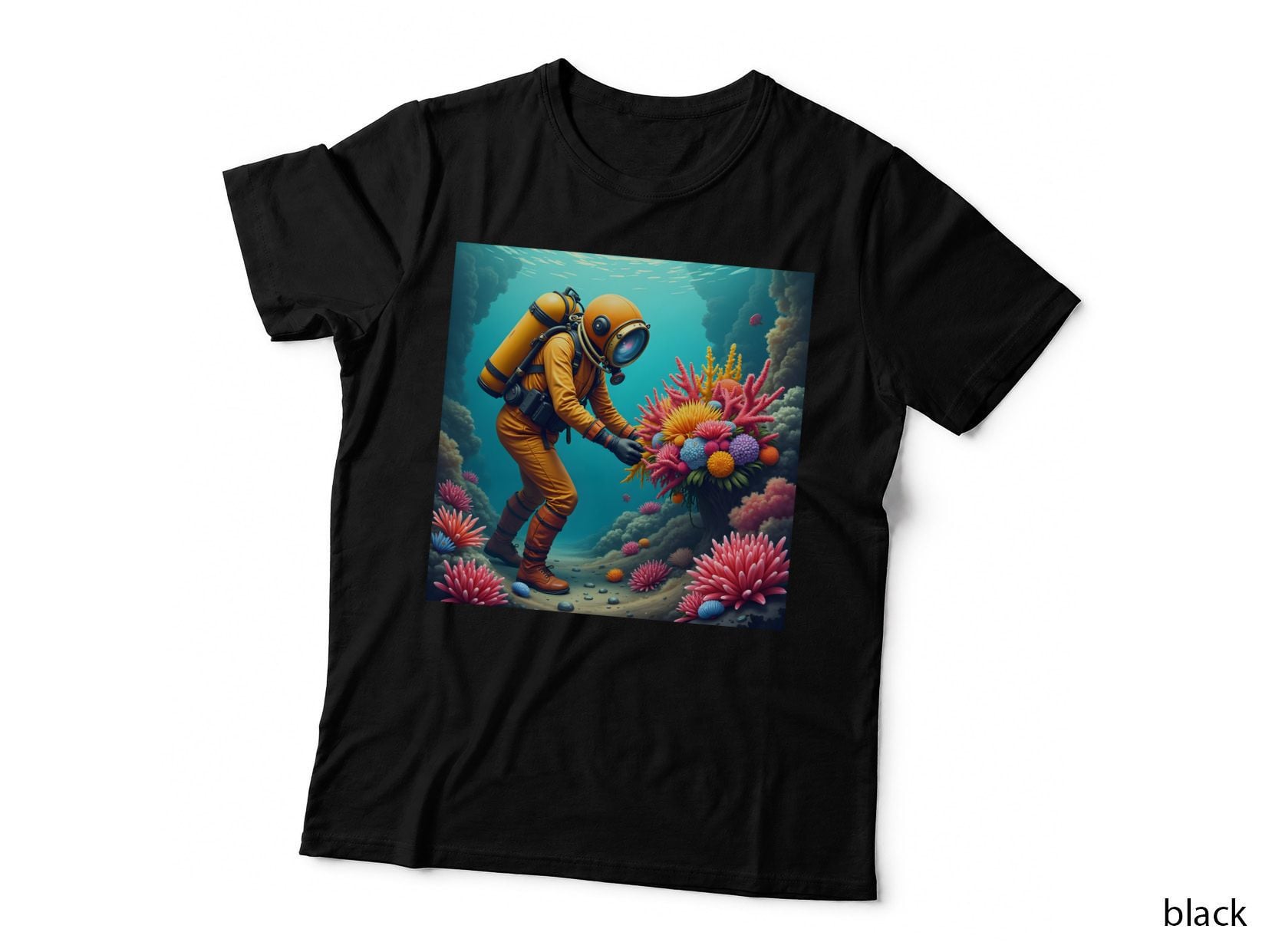 Funny Deep-Sea Diver with Flowers T-Shirt