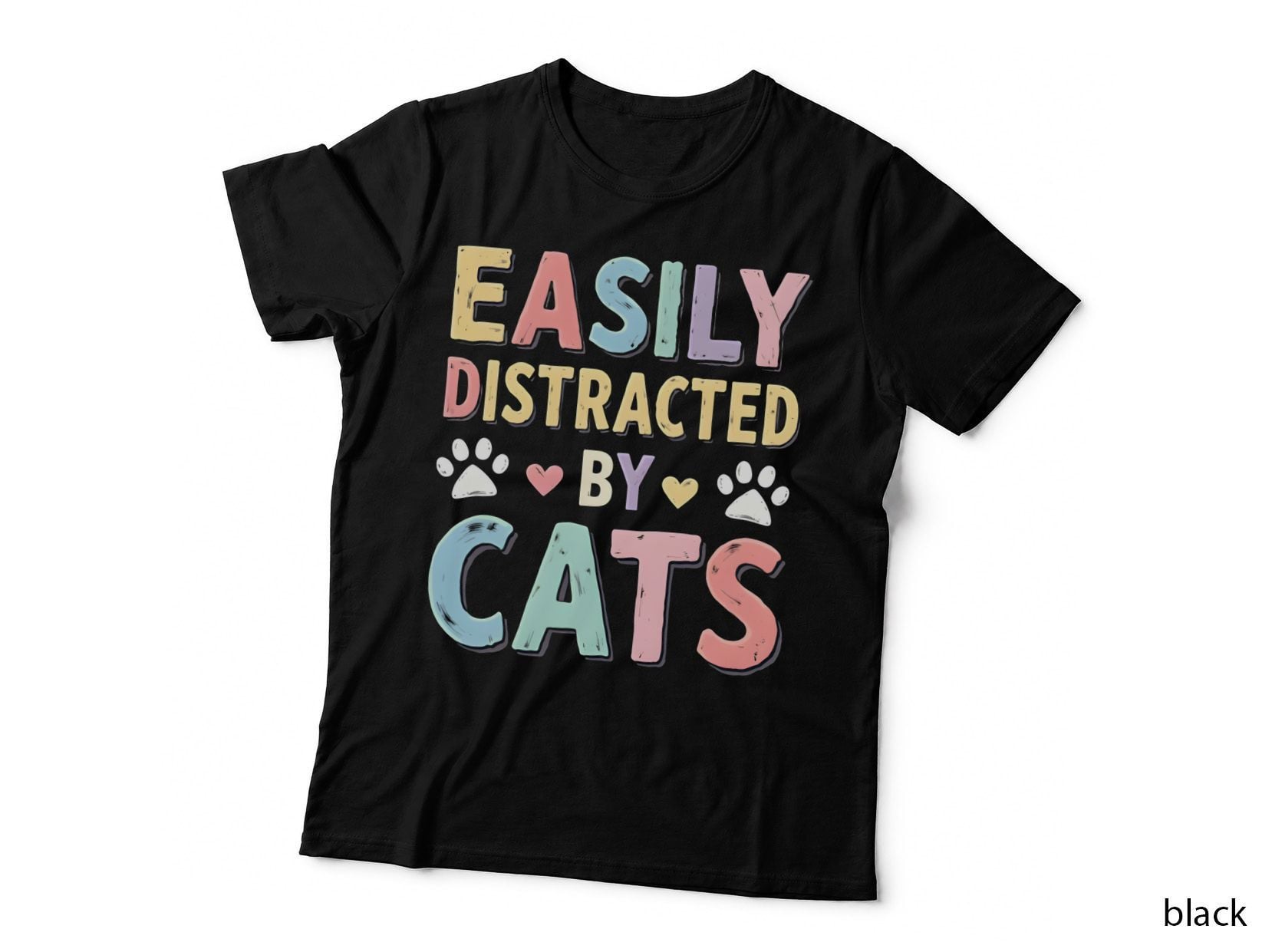Funny Easily Distracted by Cats T-Shirt