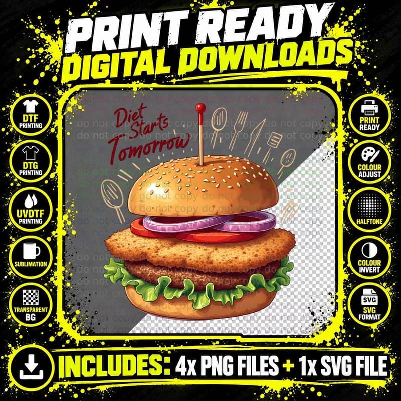 Funny Foodie Graphic, Gourmet Burger 6 T-Shirt Png SVG Digital Bundle