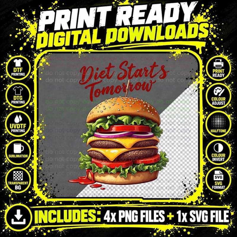 Funny Foodie Graphic, Gourmet Burger 8 T-Shirt Png SVG Digital Bundle