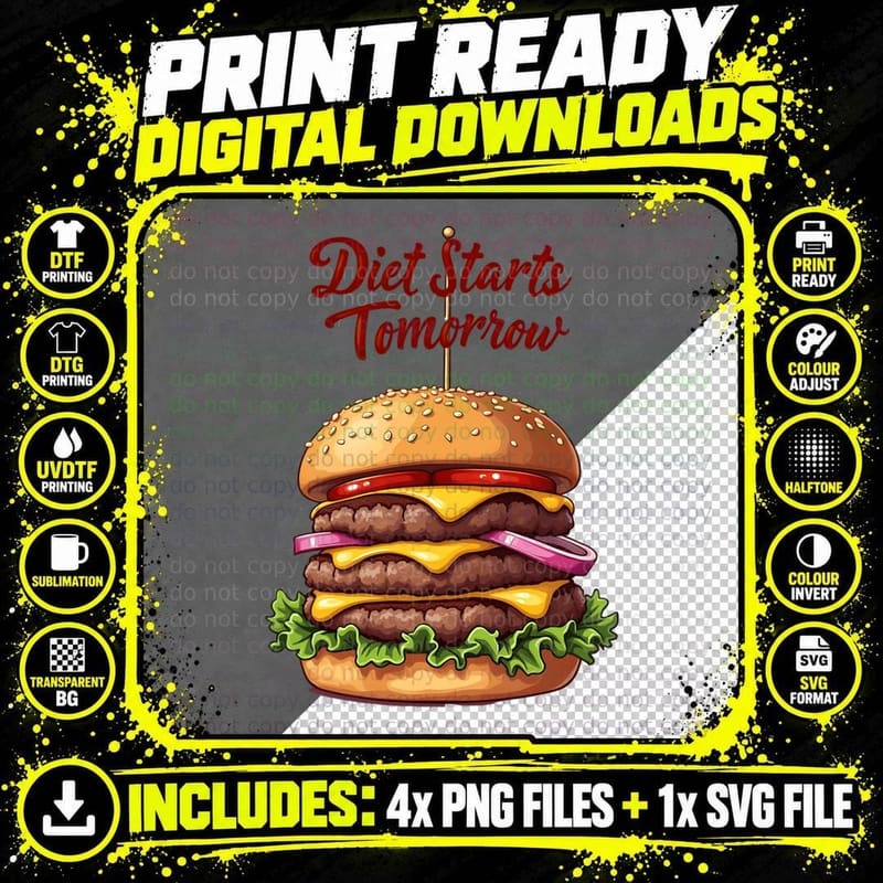Funny Foodie Graphic, Gourmet Burger T-Shirt Png SVG Digital Bundle