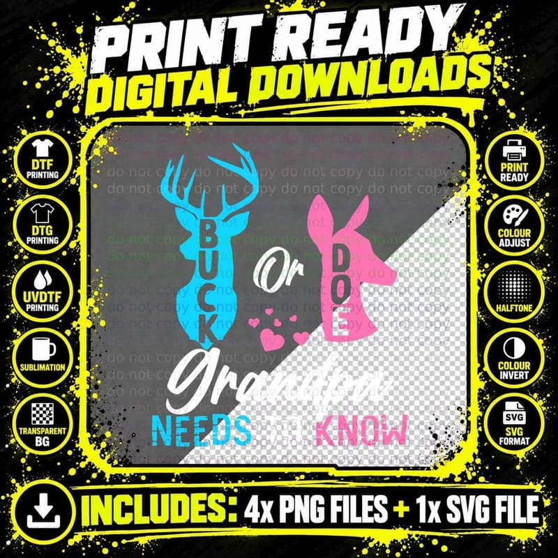 Funny Gender Reveal Buck or Doe Grandpa Needs to Know Png SVG Digital Bundle