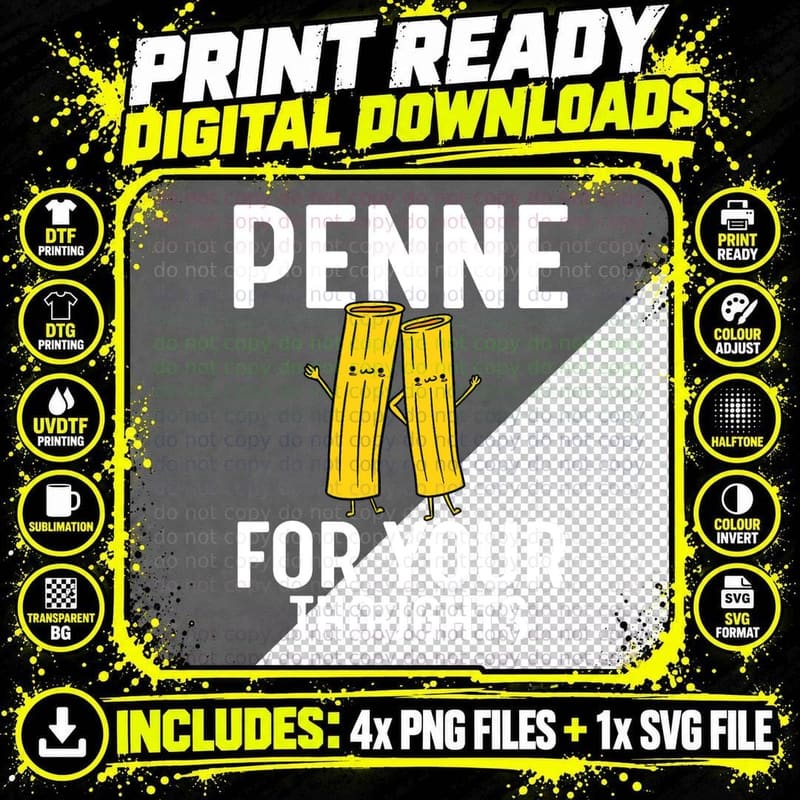 Funny Gifts for Pasta Lovers - Penne for Your Thoughts Png SVG Digital Bundle