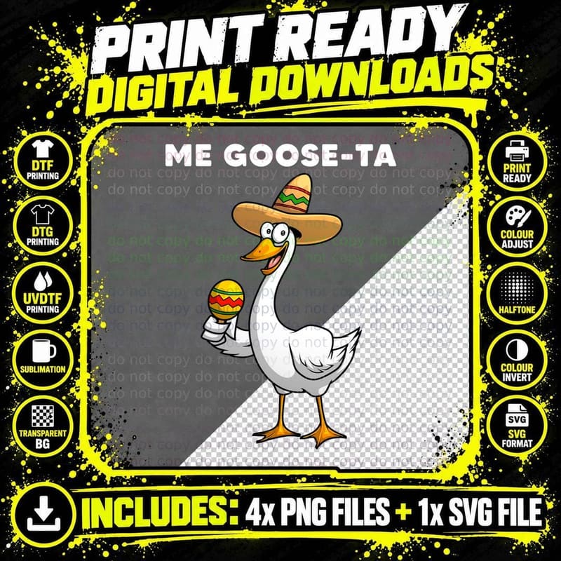 Funny Goose Design for Men Women Mexican Spanish Goose Png SVG Digital Bundle