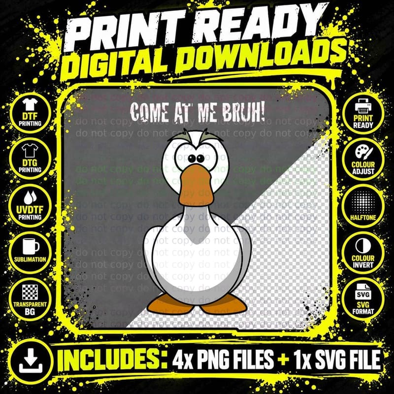 Funny Goose Geese Come at Me Bruh! Novelty Graphic Gift Png SVG Digital Bundle