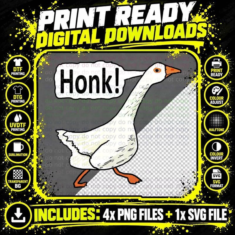 Funny Goose Honk Gift T-Shirt Png SVG Digital Bundle