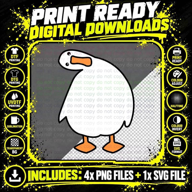 Funny Goose with Crazy Look Gift T-Shirt Png SVG Digital Bundle