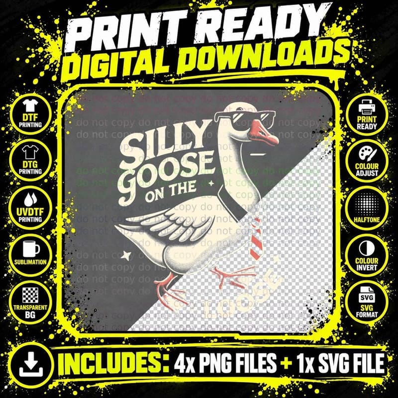 Funny Graphic Shirts Men Women Duck Silly Goose on the Png SVG Digital Bundle