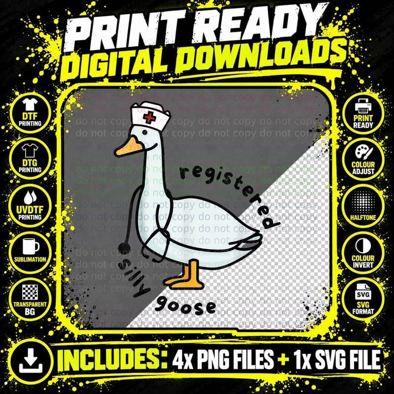 Funny Healthcare Worker Registered Silly Goose T-Shirt Png SVG Digital Bundle