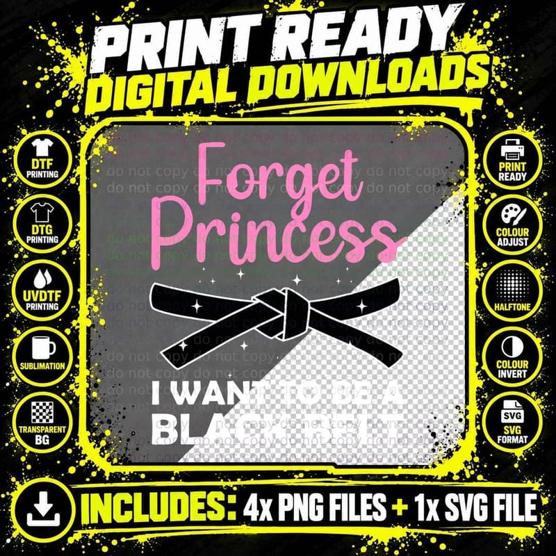 Funny Karate Design for Women Girls Black Belt Martial Png SVG Digital Bundle