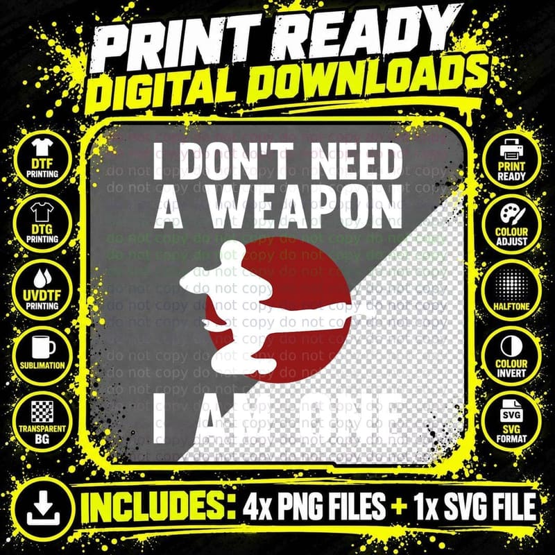 Funny Karate for Men Women Taekwondo Martial Arts Black Png SVG Digital Bundle
