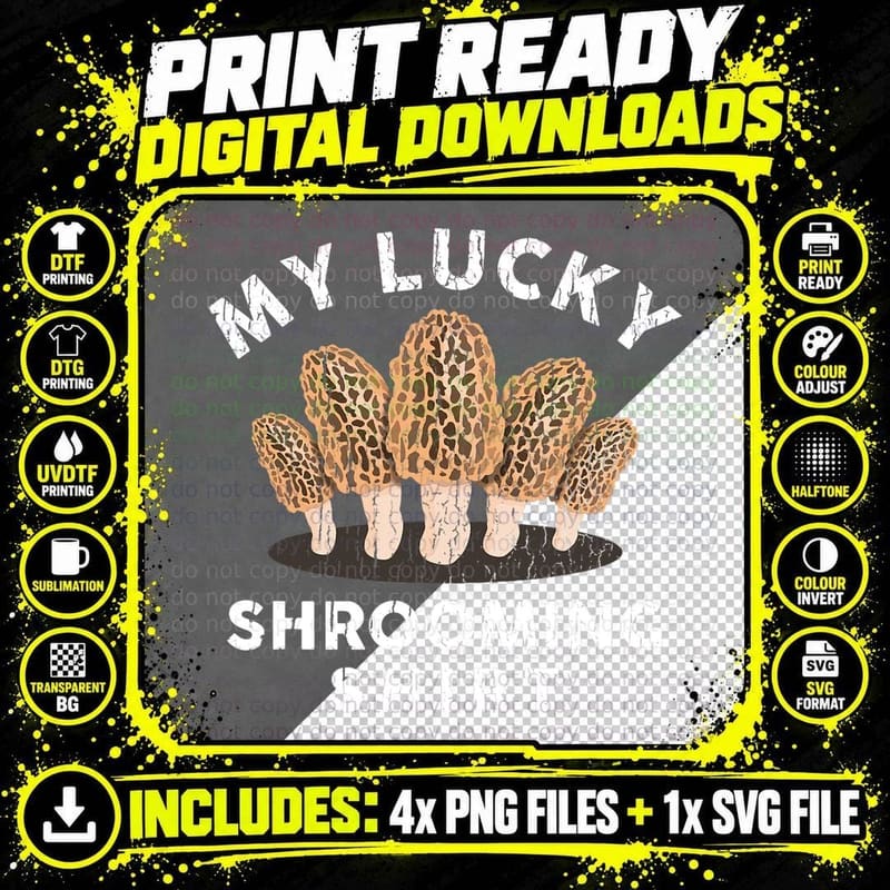 Funny Morel Mushroom Hunting Whisperer Men Women Kids Png SVG Digital Bundle