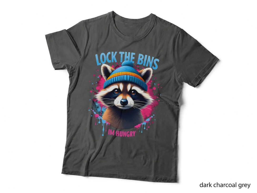 Funny Raccoon Hat Lock the Bins I'm Hungry Messy Paint T-Shirt